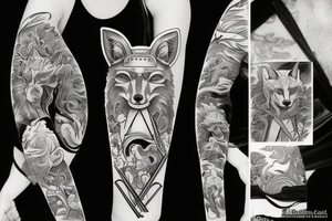 fox samurai with a katana in full growth tattoo idea