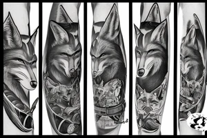 fox samurai with a katana in full growth tattoo idea
