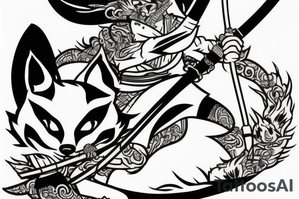 fox samurai with a katana in full growth tattoo idea fox samurai with a katana in full growth tattoo idea