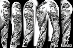 fox samurai with a katana in full growth tattoo idea