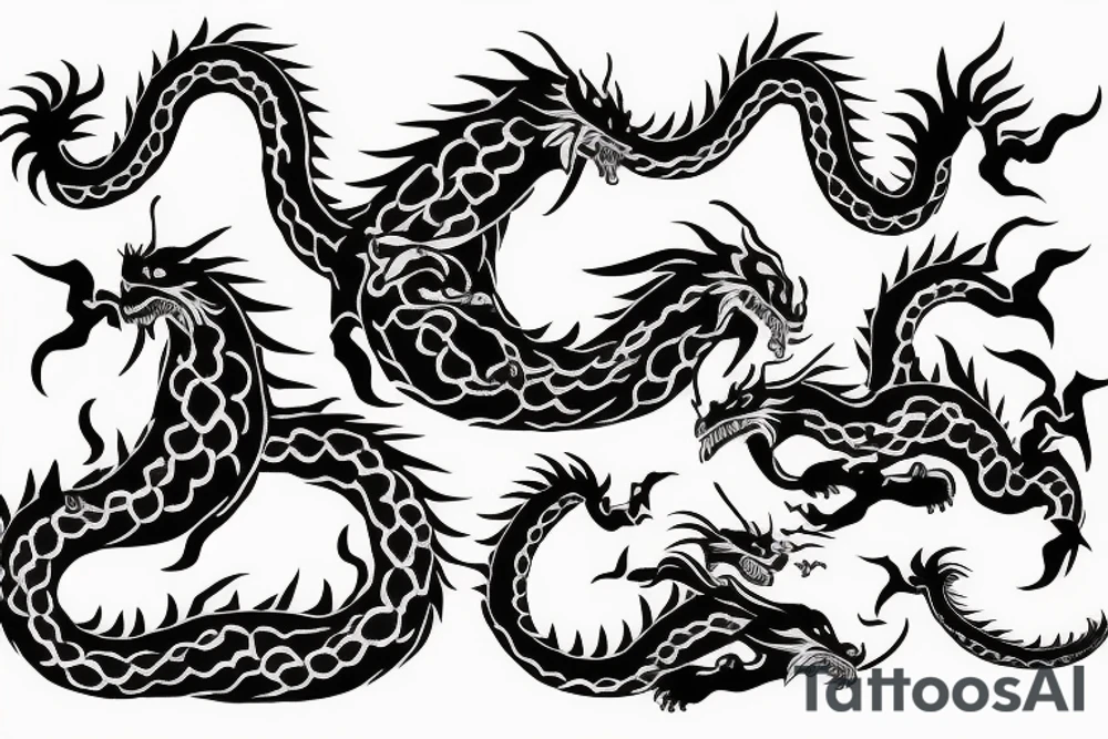 Two fighting dragons in old Chinese style looks like tribble tattoo idea