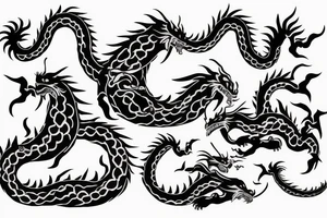 Two fighting dragons in old Chinese style looks like tribble tattoo idea