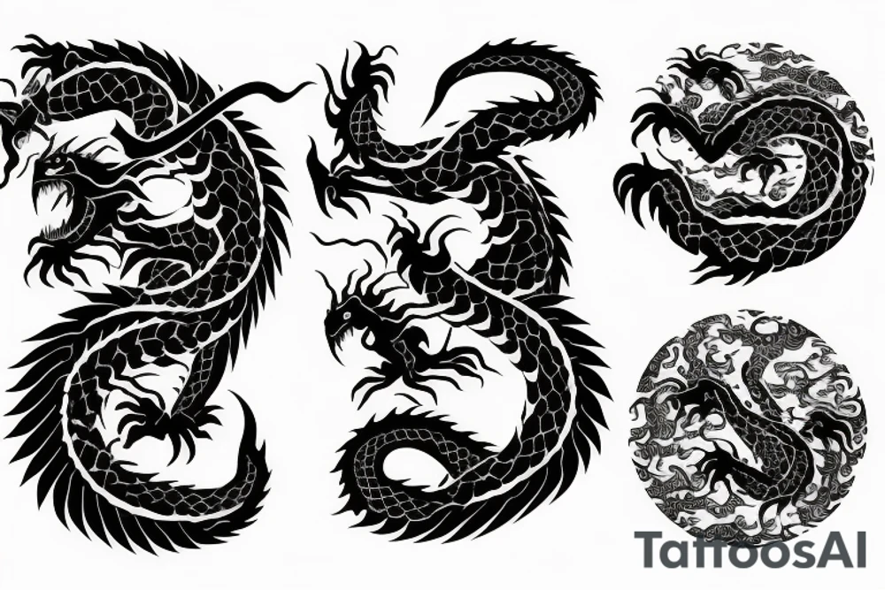 Two fighting dragons in old Chinese style looks like tribble tattoo idea