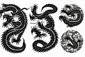 Two fighting dragons in old Chinese style looks like tribble tattoo idea
