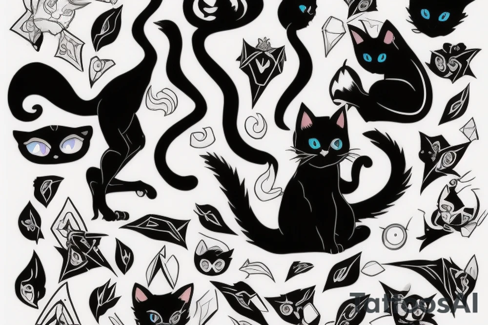 Black Cat with catana as a Vergil from Devil may Cry tattoo idea
