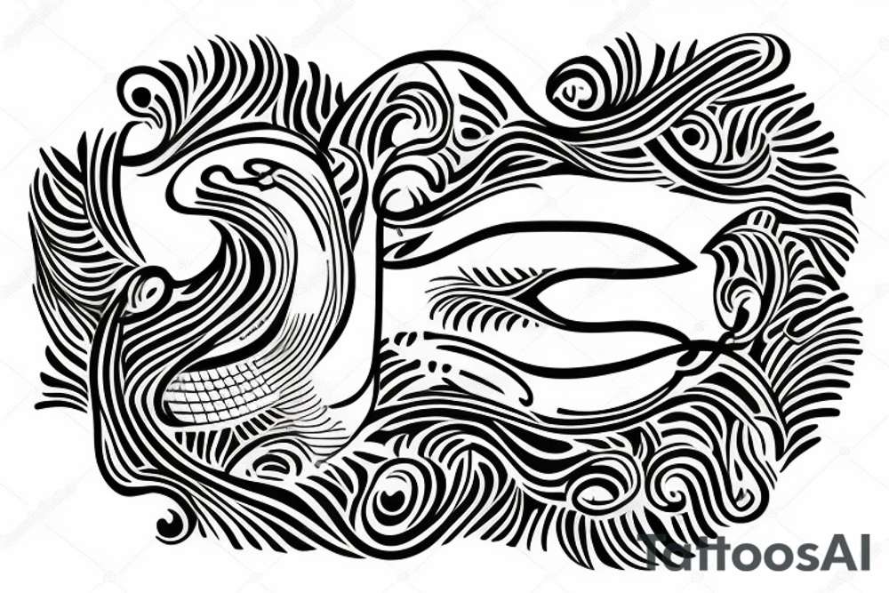 abstract harp tattoo idea