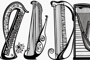 sketch harp tattoo idea