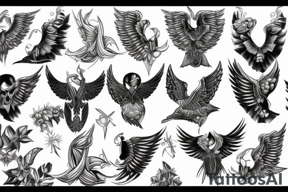 Black bony wings tattoo idea