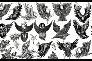 Black bony wings tattoo idea