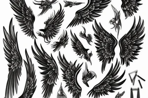 Black bony wings tattoo idea