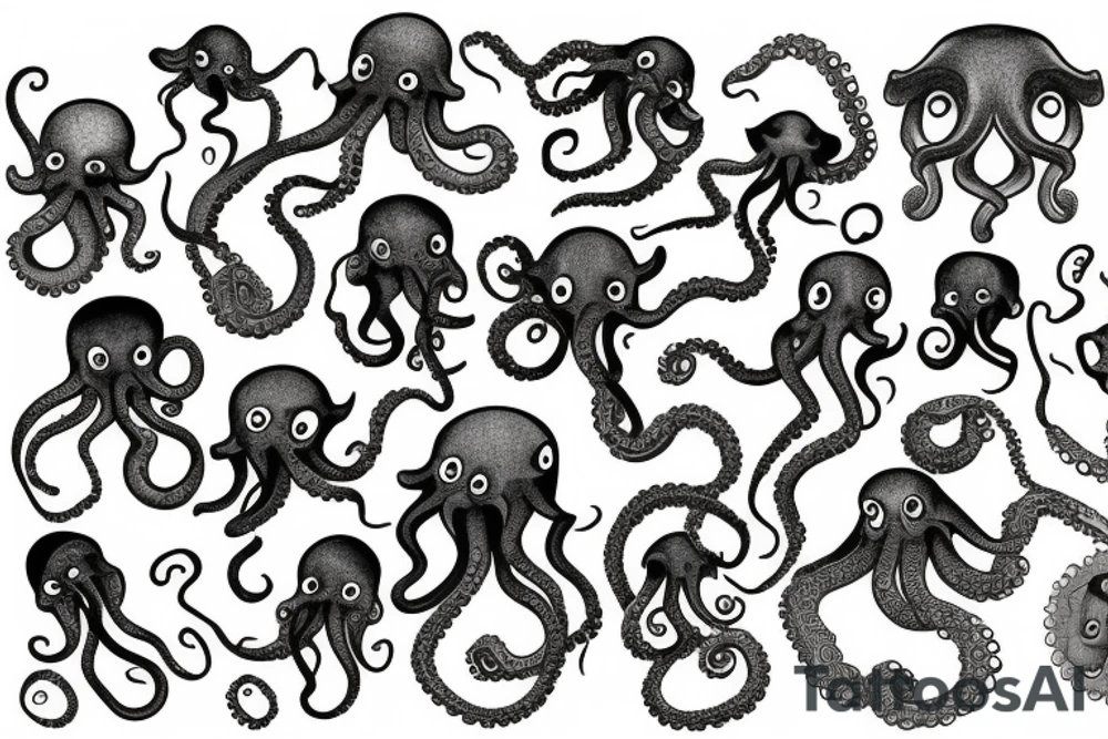 sunshine over ocean with ancient alien octopus tattoo idea