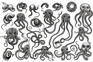 sunshine over ocean with ancient alien octopus tattoo idea
