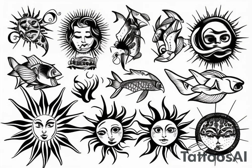 sun rays over ocean tattoo idea