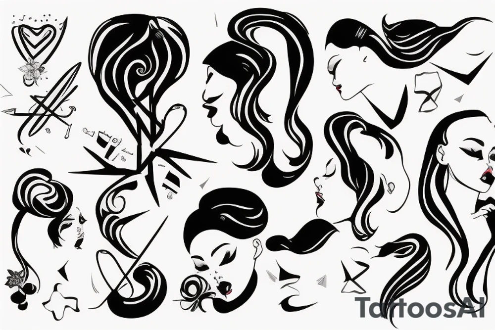 she looks as if she's blowing a kiss at me, and suddenly the sky is a scissor tattoo idea