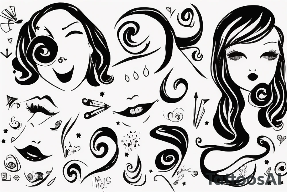 she looks as if she's blowing a kiss at me, and suddenly the sky is a scissor tattoo idea