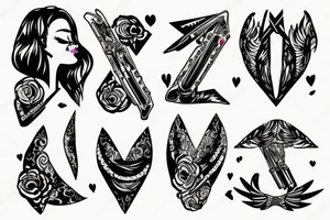 girl blowing kiss sky opens up like a scissor tattoo idea