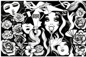 girl blowing kiss sky opens up like a scissor tattoo idea