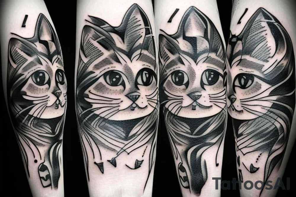 Black cat food tattoo idea