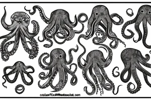 tribal octopus ocean sunrise tattoo idea