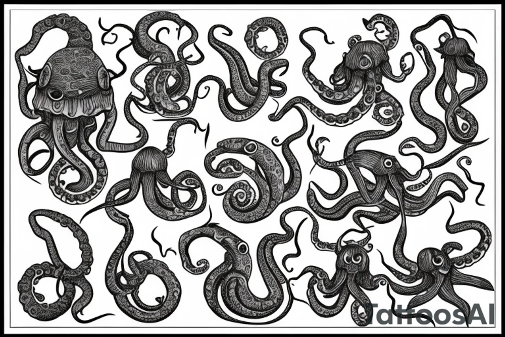 ocean sunrise octopus tattoo idea