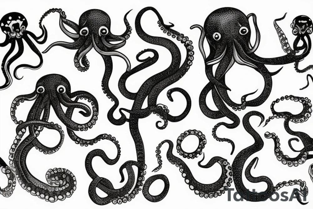 ocean sunrise octopus tattoo idea