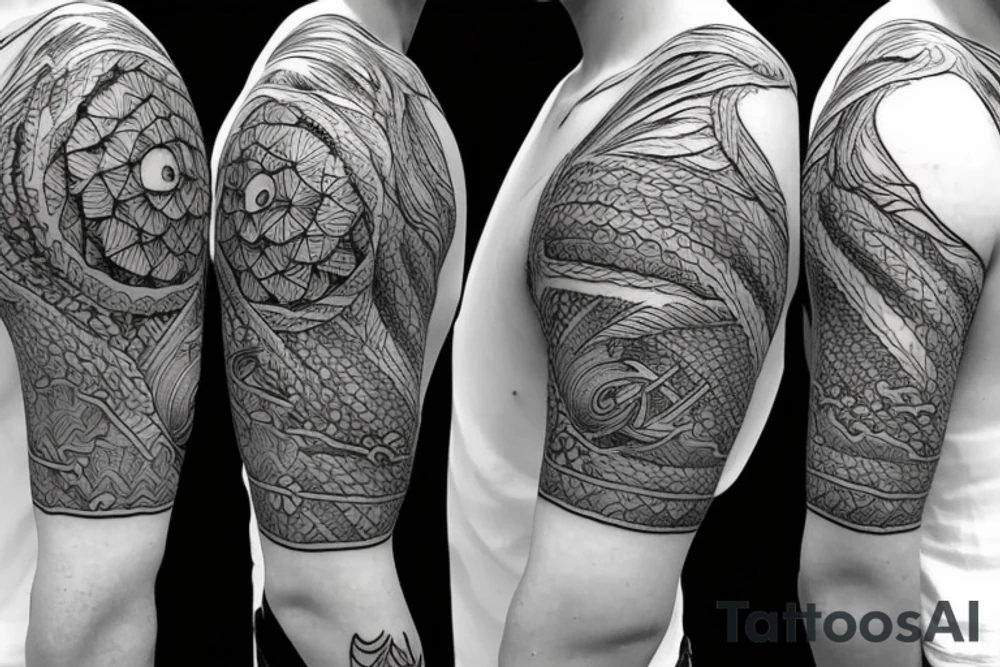 ocean sunrise over chest and shoulder tattoo idea