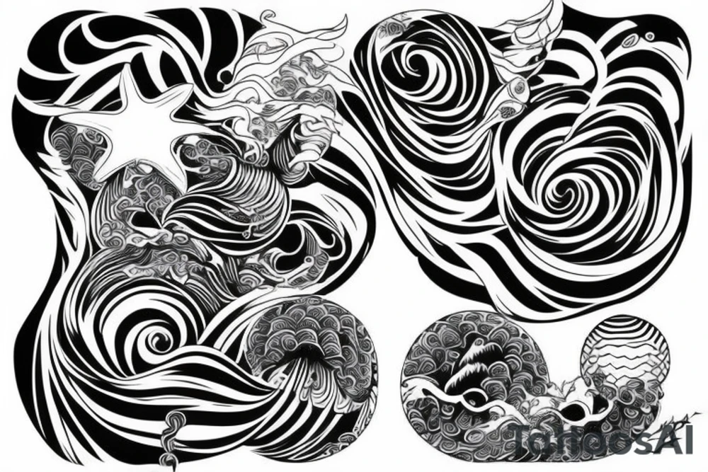 ocean sunrise over chest and shoulder tattoo idea
