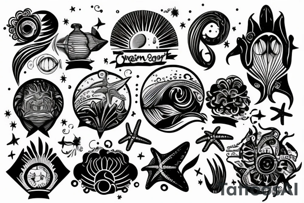 ocean sunrise over chest and shoulder tattoo idea