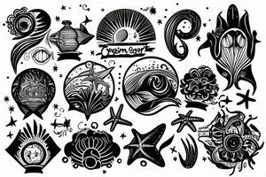 ocean sunrise over chest and shoulder tattoo idea