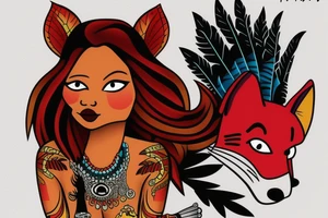 fox bright red black woman indian animals futurama tattoo idea
