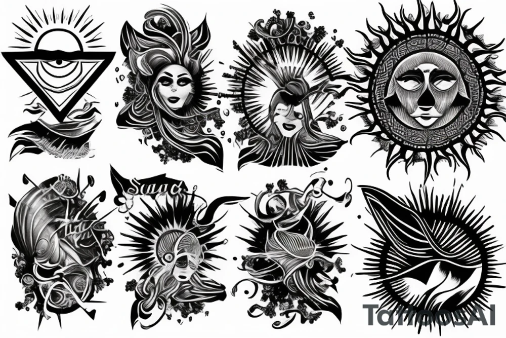 sun rays over chest tattoo idea