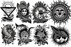 sun rays over chest tattoo idea
