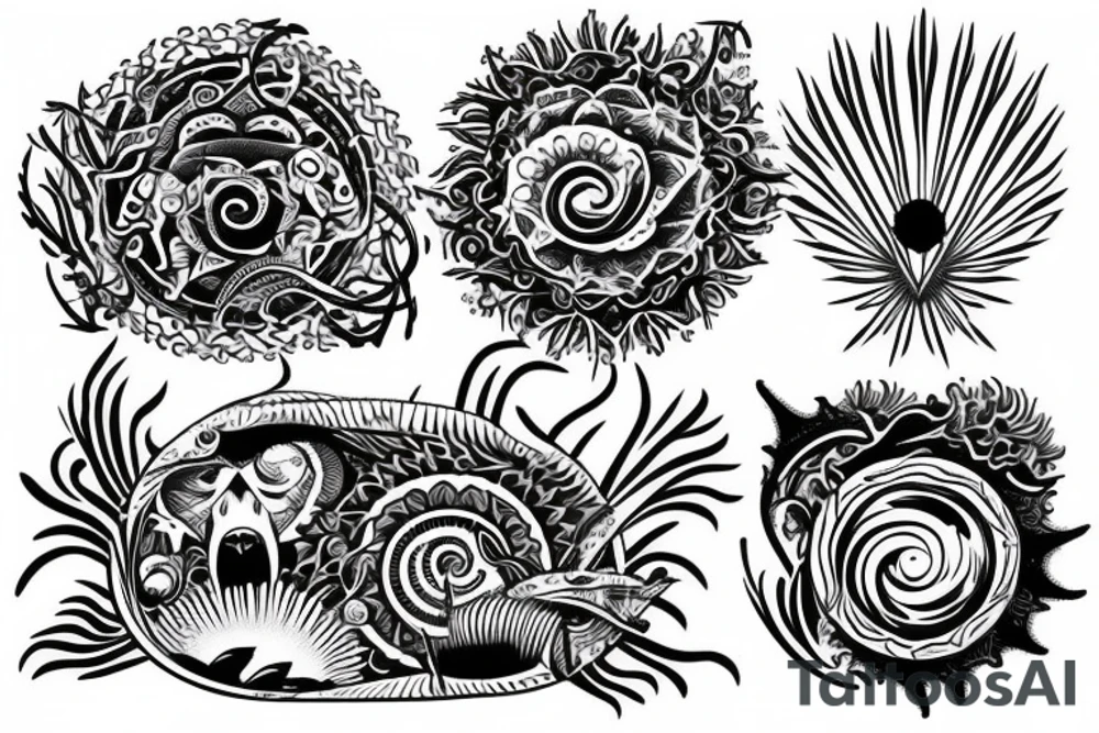 ocean sun rays over chest tattoo idea