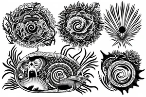 ocean sun rays over chest tattoo idea