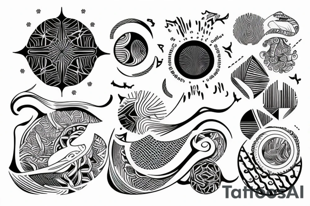 ocean sunrise over chest tattoo idea