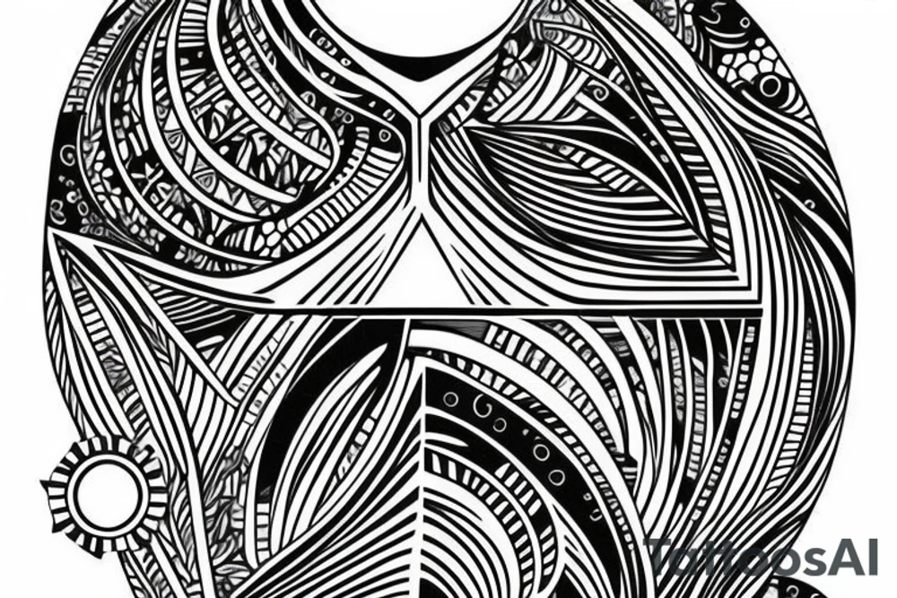 ocean sunrise over chest tattoo idea