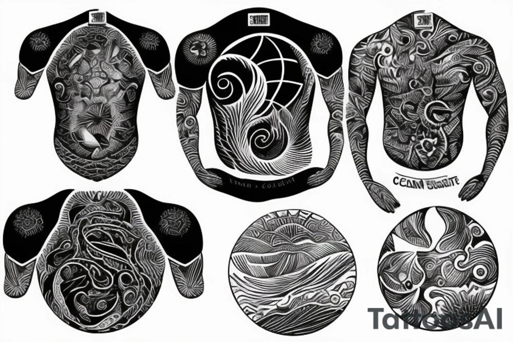 ocean sunrise over chest tattoo idea