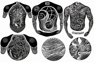 ocean sunrise over chest tattoo idea