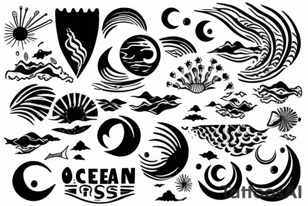 ocean sunrise over chest tattoo idea