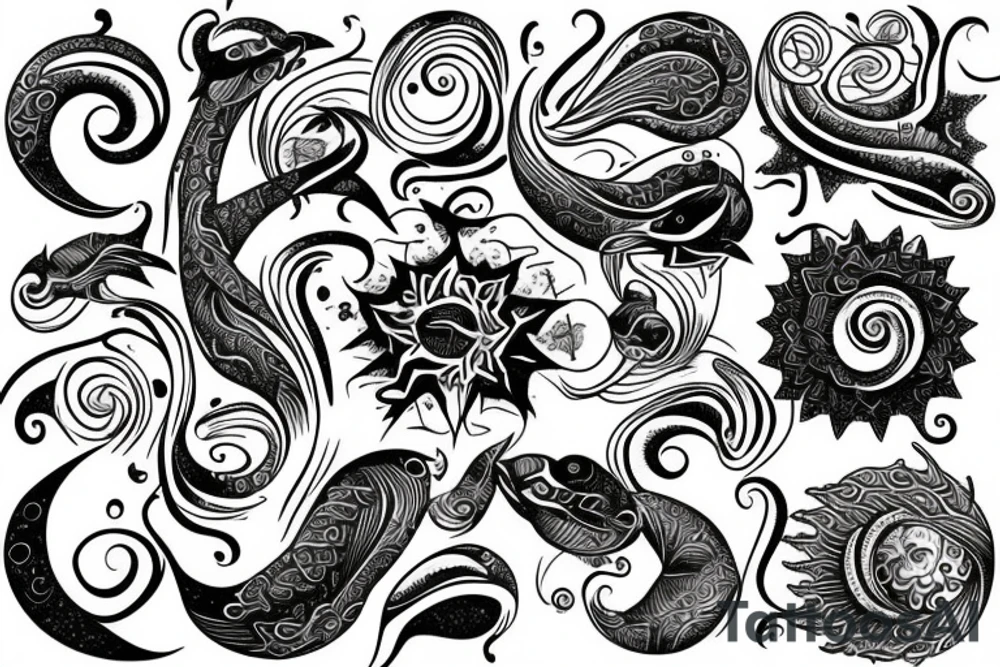ocean sunrise over chest tattoo idea
