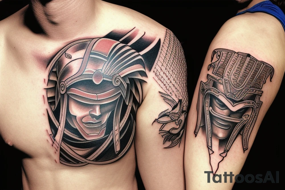 Spartan  fight samurai tattoo idea