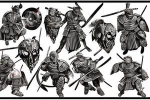 Spartan  fight samurai tattoo idea