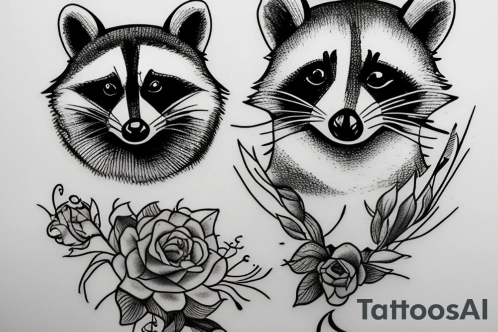 Raccoon low details tattoo idea