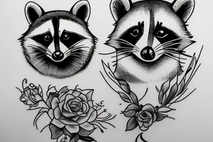 Raccoon low details tattoo idea