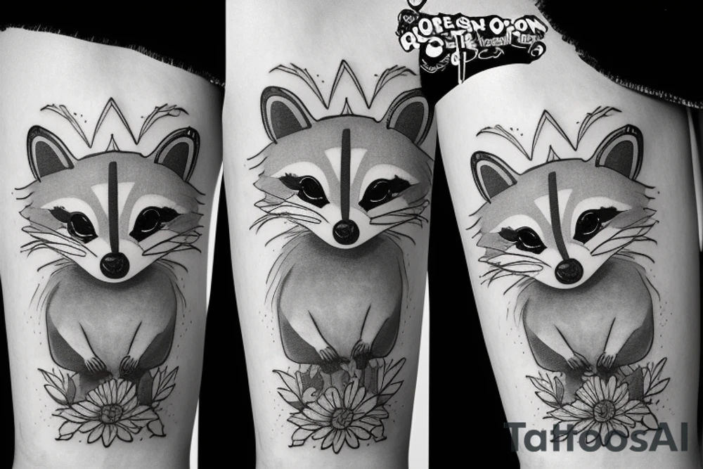 Raccoon low details tattoo idea