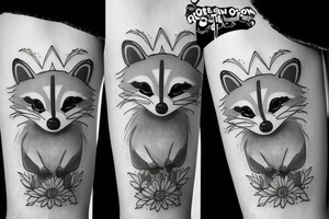 Raccoon low details tattoo idea