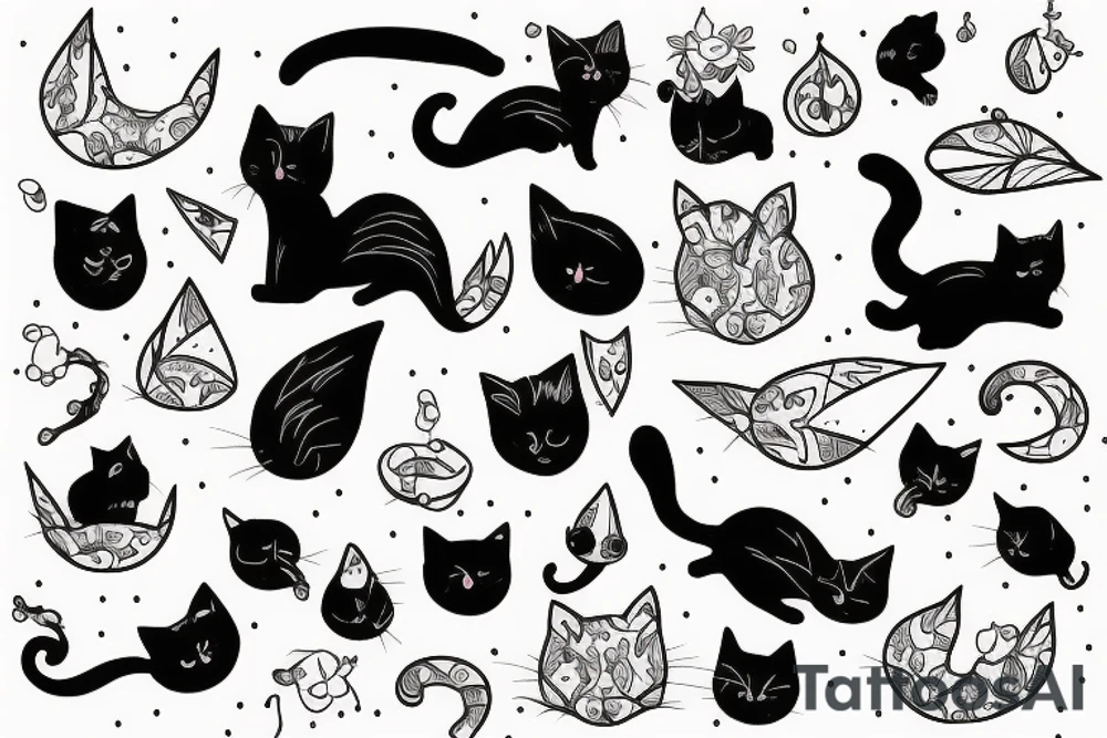 Black cat in snow tattoo idea