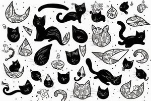 Black cat in snow tattoo idea