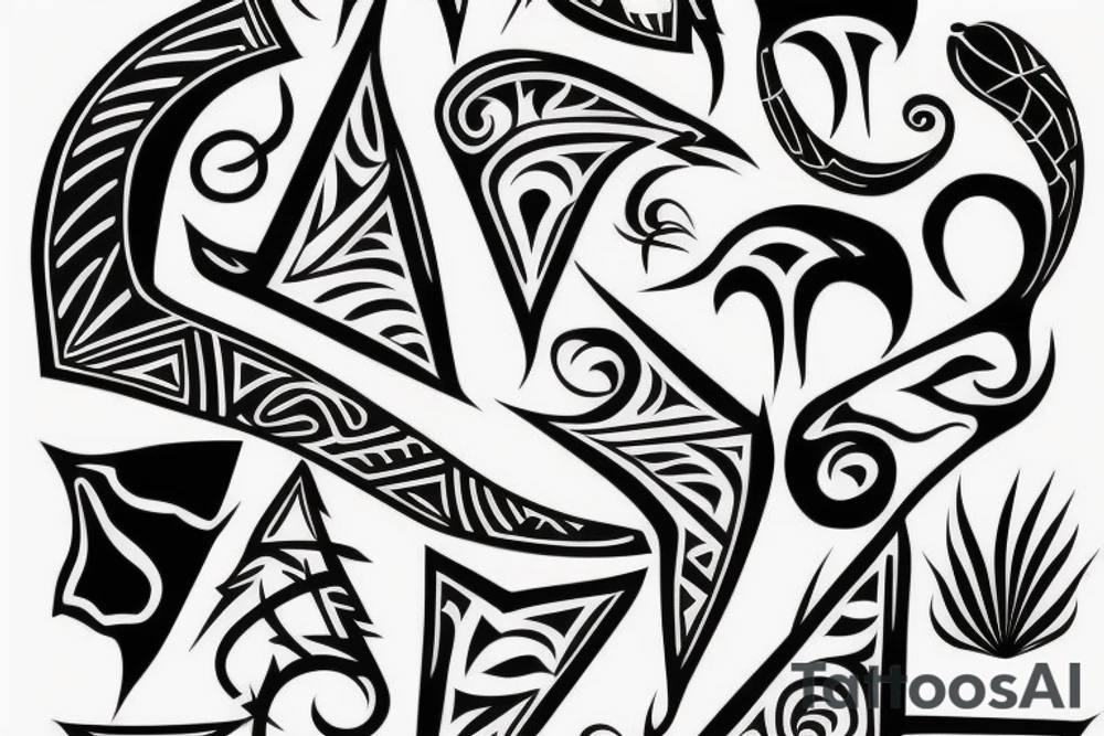 edgy shapes for bottom of the leg tattoo idea