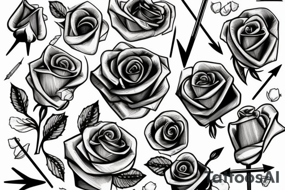 Bow with a rose as the arrow tattoo idea